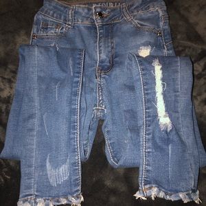 Ripped Distressed Blue Skinny Jeans